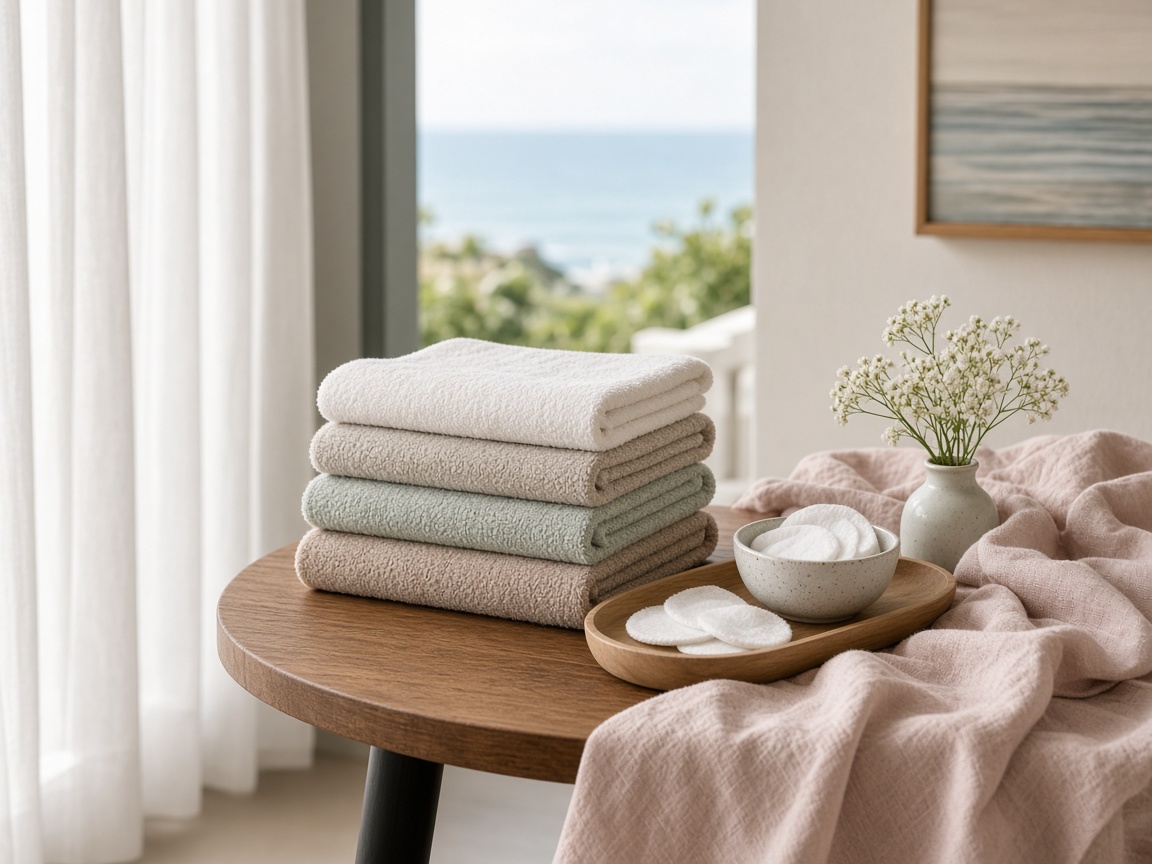 Treatment room linen and wood tray details
